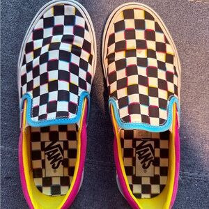 Vans Checkerboard Slip-On Sneakers — Black, White, Pink, Yellow, Blue